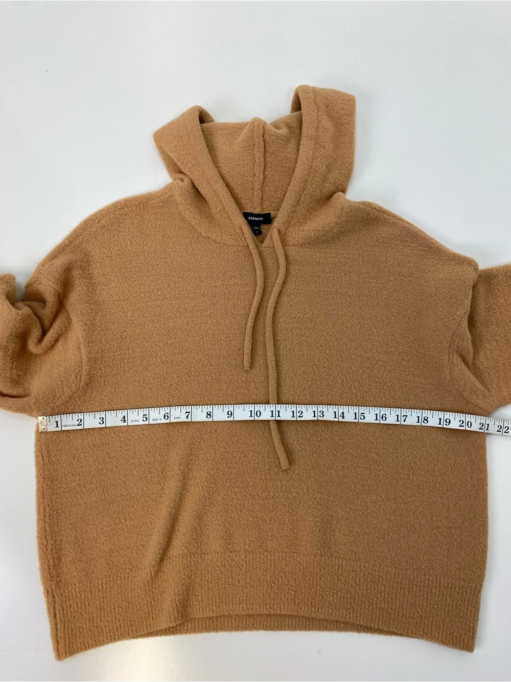 Express Women's Camel Knit Hooded Pullover